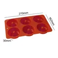 Durable orange 6-cavity silicone donut mold showing dimensions 270x162x30mm and 118g weight - Round Heart Bottom Style (J-253) / Red
