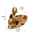 Detailed view of golden skull resin glasses holder with precise dimensions marked. - Gold (T238)