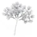 High-detail macro view of shiny silver artificial cedar pine branch for DIY floral decor - 1 bunch of 6 pieces / Silver