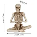 Detailed dimensions of yoga skeleton figurine: 15cm height, 12cm length, 7cm width. - Cross-legged Prayer Pose (B365)