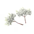 Detailaufnahme von zwei künstlichen, gefrosteten Zweigen für die DIY Weihnachtsdekoration. - Schneeflocke Stil