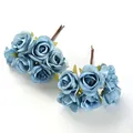 Detailansicht der zarten künstlichen blauen Teerosenknospen für die DIY-Dekoration. - Waldblau (1 Bund 7 Blüten) / 7 Köpfe Pro Strauß
