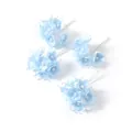 Detailaufnahme von hellblauen Braut-Blumen-Haarnadeln mit Perlenverzierung - 72 Stück/Packung / Hellblau