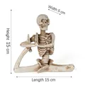 Unique funny yoga skeleton resin figurine for home office tabletop decor 15x15x5cm - Yoga Stretching Pose (B364)