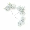 Detailansicht von drei künstlichen frostigen Kiefernzweigen für die DIY Weihnachtsdekoration - 1 bunch of 6 pieces / Weißer Frost
