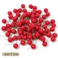 Set of artificial red berries for Christmas DIY decor showing 2cm diameter size label - Approx. 2cm / Red