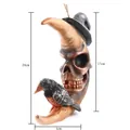 Halloween resin skull moon and raven wizard ornament with specific height measurements - Skull Moon Wizard (W296) / Bronze Black