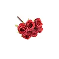 Künstliche dunkelrote Seidenrosen-Blütenköpfe für DIY Kopfschmuck und Blumendeko - Vintage Dunkelrot (1 Bund 7 Blüten) / 7 Köpfe Pro Strauß