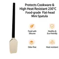 Professional heat resistant cream white silicone spatula for baking and cooking - Oak Black Handle - Small Flat Head