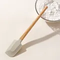 Heat resistant creamy white silicone baking spatula with natural beech wood handle - Beech Handle - Medium Round Head