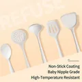 Premium 5-piece food-grade silicone kitchen utensil set for non-stick cookware cream white - Five-Piece Set / Off White