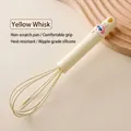 Heat resistant mini yellow food-grade silicone whisk with a cute cartoon rabbit handle - Creamy Yellow Cartoon Egg Whisk