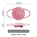 Large pink silicone steamer basket for kitchen, foldable food grade colander, 42.5cm - Silicone Steamer / Large Pink