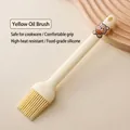 Premium food grade silicone oil brush with cute cartoon bear handle in creamy yellow - Creamy Yellow Cartoon Oil Brush