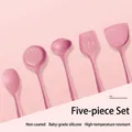 5-piece pink silicone kitchen utensil set, heat resistant non-stick tools - Five-Piece Set / Pink