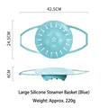 Large blue silicone steamer basket with handles and 42.5cm length dimensions - Silicone Steamer / L Blue