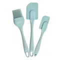 Professional 3-piece mint green silicone spatula and oil brush set for baking BBQ - Three-Piece Set / Nordic Blue