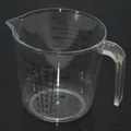 Clear plastic measuring cup with handle and dual scale markings for baking - 1000ml