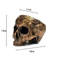 Detailgetreues geschnitztes menschliches Totenkopfmodell aus Harz in Goldbronze - Geschnitztes Schädel-Ornament (144) / 18x11x13cm / Antik Gold (144)
