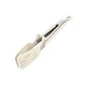 Durable stainless steel food tongs with cream silicone heads and non-slip handle grip - Slotted Spatula (with Stand) / 9 Inch / White
