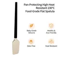 Heat resistant silicone spatula for baking and cream spreading in beige and black. - Large Flat Head Shovel / Oak Black Handle