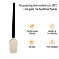 Food-grade silicone spatula with black handle, heat resistant up to 230°C for baking - Small Flat Head Shovel / Oak Black Handle