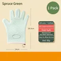 Spruce green silicone oven glove with thick heat insulation and a waterproof design - Thickened Padded Five-Finger Gloves (GJ-26) / 1 Piece / Spruce Green