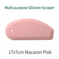 Macaron pink silicone multi-purpose dough scraper with scale markings, 17x7cm size - Scraper (GJ-29) / 17x7cm / Pink