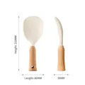Premium food-grade silicone rice spoon with ergonomic wooden handle, 210x80mm dimensions - Self-Standing Beech Wood Handle / 210x80x30mm / White