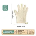 Professional thickened five-finger silicone oven mitt with 300C heat resistance - Five-Finger Style / 1 Piece / Off White