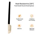 Heat-resistant food-grade silicone spatula with cream-colored round head and black handle - Small Round Head Spatula / Oak Black Handle
