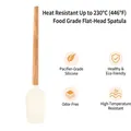 Professional heat resistant silicone spatula with wooden handle for baking and cake mixing - Large Flat Head Shovel / Beech Wood Handle
