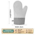Heat resistant silicone oven mitt, 28x18cm thickened kitchen baking glove in grey and white - Two-Finger Style / 1 Piece / Gray
