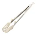 Professional cream silicone kitchen tongs with stainless steel handle for BBQ and baking - Slotted Spatula (with Stand) / 14" / White