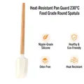 Professional food-grade silicone spatula with wooden handle for baking and cooking - Large Round Head Spatula / Beech Wood Handle