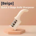 Off-white 3-stage manual knife sharpener for kitchen tools - ZJ-13 PP Bag Pack / Off White