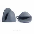 Heat resistant Nordic grey silicone oven mitts, durable kitchen anti-scald pair - 1 Pair / Gray