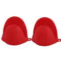 Pair of heat-resistant red silicone oven mitts for safe and slip-resistant kitchen use - 1 Pair / Red