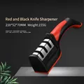 Portable 3-stage manual knife sharpener in red and black, professional kitchen sharpening tool - ZJ-13 Color Box Pack / Black and Red