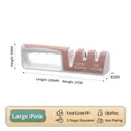 Professional pink 3-stage manual knife and scissors sharpener with ergonomic PP handle - Three-Section / Pink