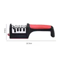 Professional 4-stage manual knife sharpener with ergonomic handle in red and black - 4-Stage Non-Slip Sharpener / PP Bag / Red & Black