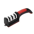 Ergonomischer 4-Stufen Messerschärfer in Rot und Schwarz für schnelles Schärfen in der Küche - 3-Stufen Schärfer / Beutelverpackung / Rot & Schwarz