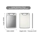 Large size double-sided stainless steel cutting board with detailed measurements 385x260mm - Large Double-Sided Defrosting Board
