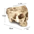 Detailliert geschnitztes menschliches Totenkopfmodell aus Harz für Halloween 18cm - Geschnitztes Schädel-Ornament (164) / 18x11.5x13cm / Verwittertes Cremeweiß (164)