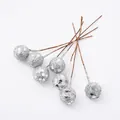 Silver glitter artificial berry stems for Christmas DIY decoration and floral arrangements. - Fruit Diameter ~10mm (Stem 5.5cm) / Silver (Extended)