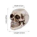 Resin skull candle holder ornament with dimensions 10.5x6.5x8cm for Halloween decor - Retro White