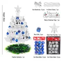 Mini 60 cm weißer Tisch-Weihnachtsbaum DIY Dekoset mit blauen und silbernen Ornamenten - 60cm Grüne Basis (Keine Lichterkette) / 60CM