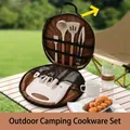 Portable outdoor camping kitchenware set with ceramic knives and cutting board - Ceramic Style (Round Bag) / Ceramic Kitchenware 10-Piece Set (Round Bag)