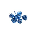 Tros van zes helderblauwe natuurlijke dennenappels voor DIY kerstdecoratie en huisstijl - 1 Verpakking van 10 Bundels (Totaal 60 Stuks) / Saffierblauw