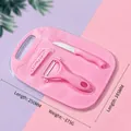 Pink ceramic 3-piece kitchen set includes fruit knife, peeler, and cutting board. - Stainless Steel Style / Nordic Pink